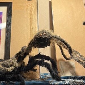 Large Fuzzy Black Posable Spider Decoration